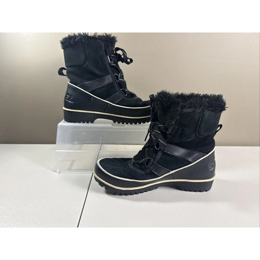 Sorel Tivoli II  Women Faux Fur‎  Suede Boots Waterproof Size US 6.5 Black